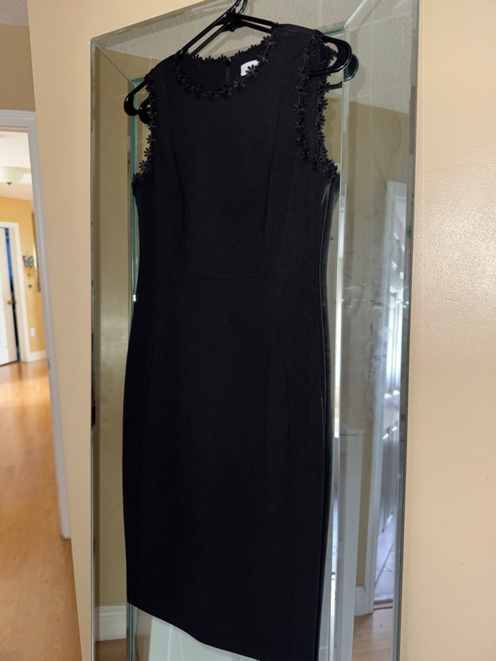 Calvin Klein Black Sleeveless Midi Sheath Dress